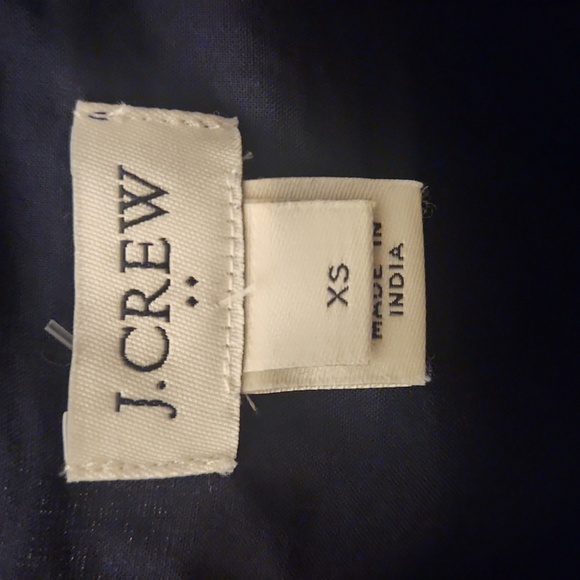 J Crew Navy Blue LINEN Blend Tank Shift Dress Floral Embroidered Womens XS - Picture 2 of 9